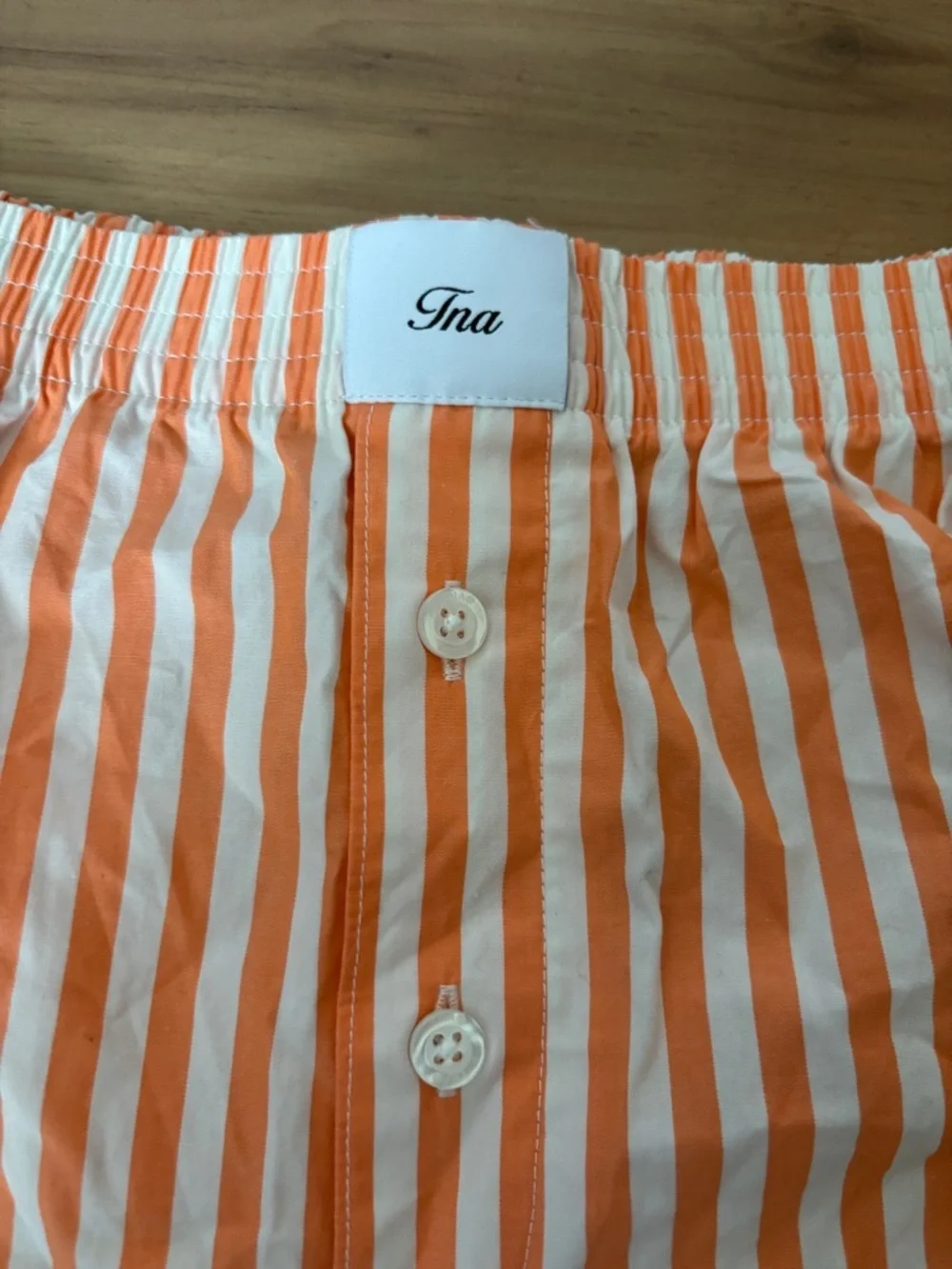 TNA Orange and White Striped Cotton Sleep Shorts